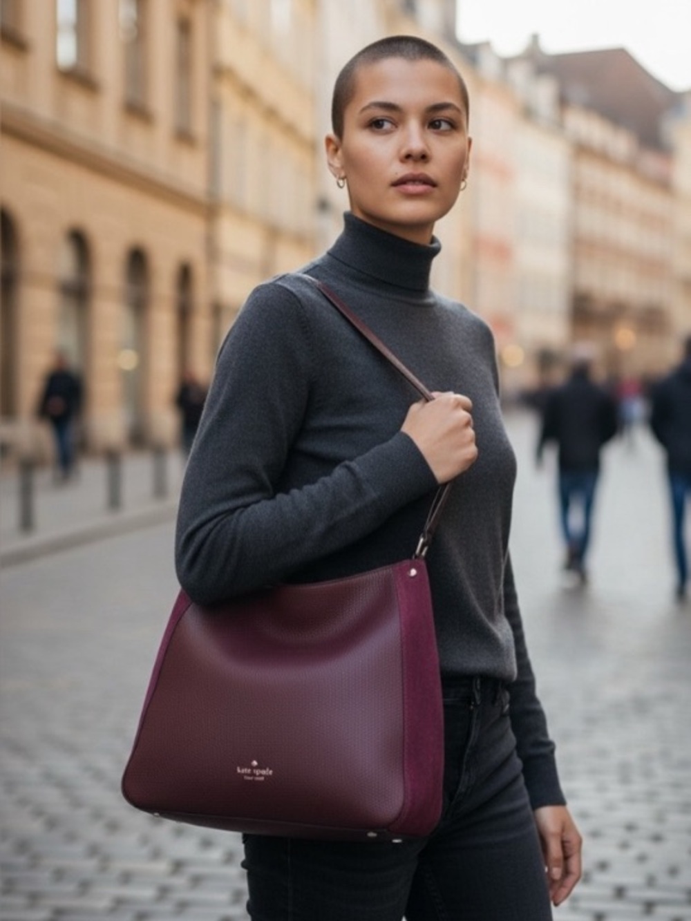 NWT! ♠️Kate Spade♠️ Leila Smooth Pebbled Leather Burgundy Shoulder Bag